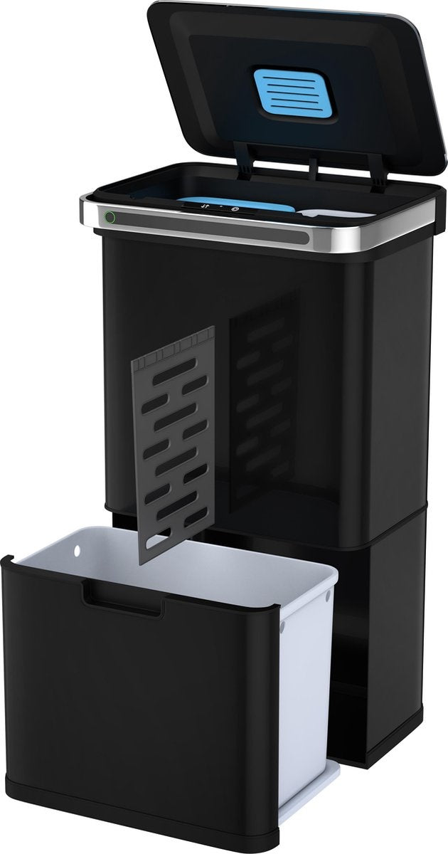 StangVollby Halden Prullenbak met Sensor - 60 Liter - 4 Compartimenten - Soft Close - Zwart