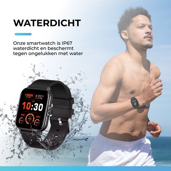 AyeWay Smartwatch - Waterdicht & Touchscreen - 70 Sportmodes - Met App - Smartwatch Heren & Dames - Zwart
