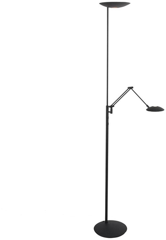 Vloerlamp Daphne 2 4602ZW - zwarte moderne vloerlamp met draaibare en kantelbare leesarm, van metaal en elektronica - Steinhauer
