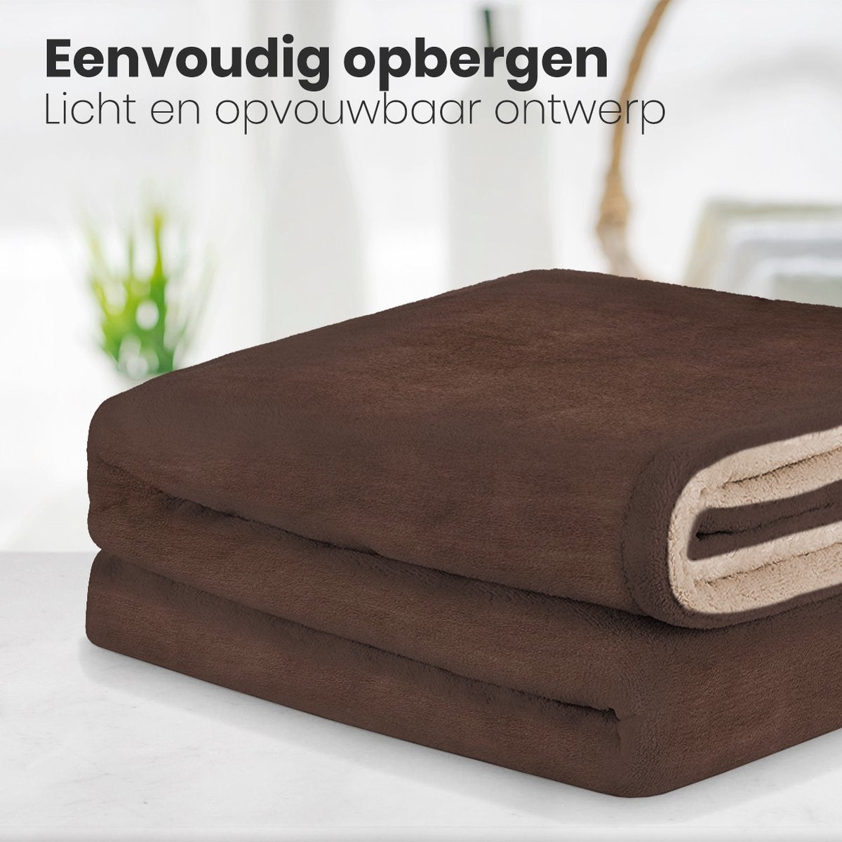 Auronic Elektrische Warmtedeken - Bovendeken - 2 Persoons - 3 Warmtestanden - Met Timer - 200 x 180 cm - Bruin