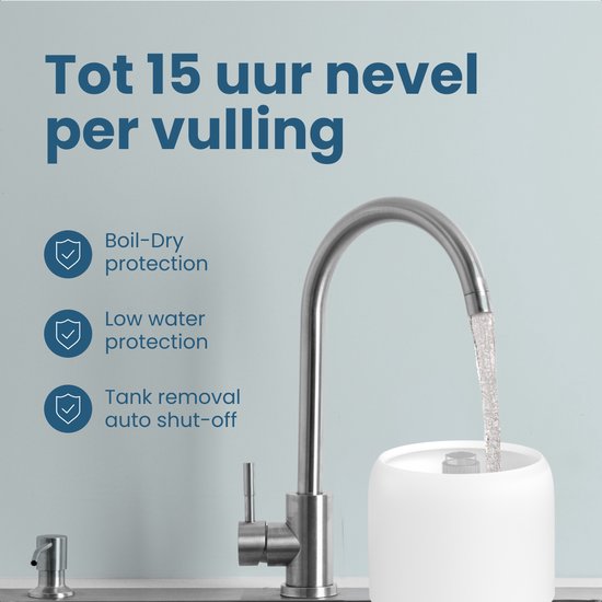 Auronic Luchtbevochtiger - 1,9L - Geschikt voor Slaapkamer, Babykamer, Kantoor, Woonkamer en Meer - Humidifier - BPA-Vrij - Wit