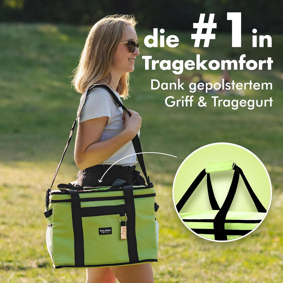 five Dots Koeltas - 30L Inhoud - Waterdicht - 26 x 41 x 31 cm - Groen