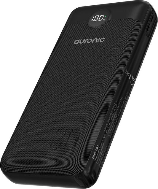 Auronic Powerbank - Geschikt voor iPhone 12/13/14/15 en Samsung S21/S22/S23 - 30.000 mAh - 22.5W - 4 Oplaadpoorten - Snelladen via USB-A en USB-C - Zwart