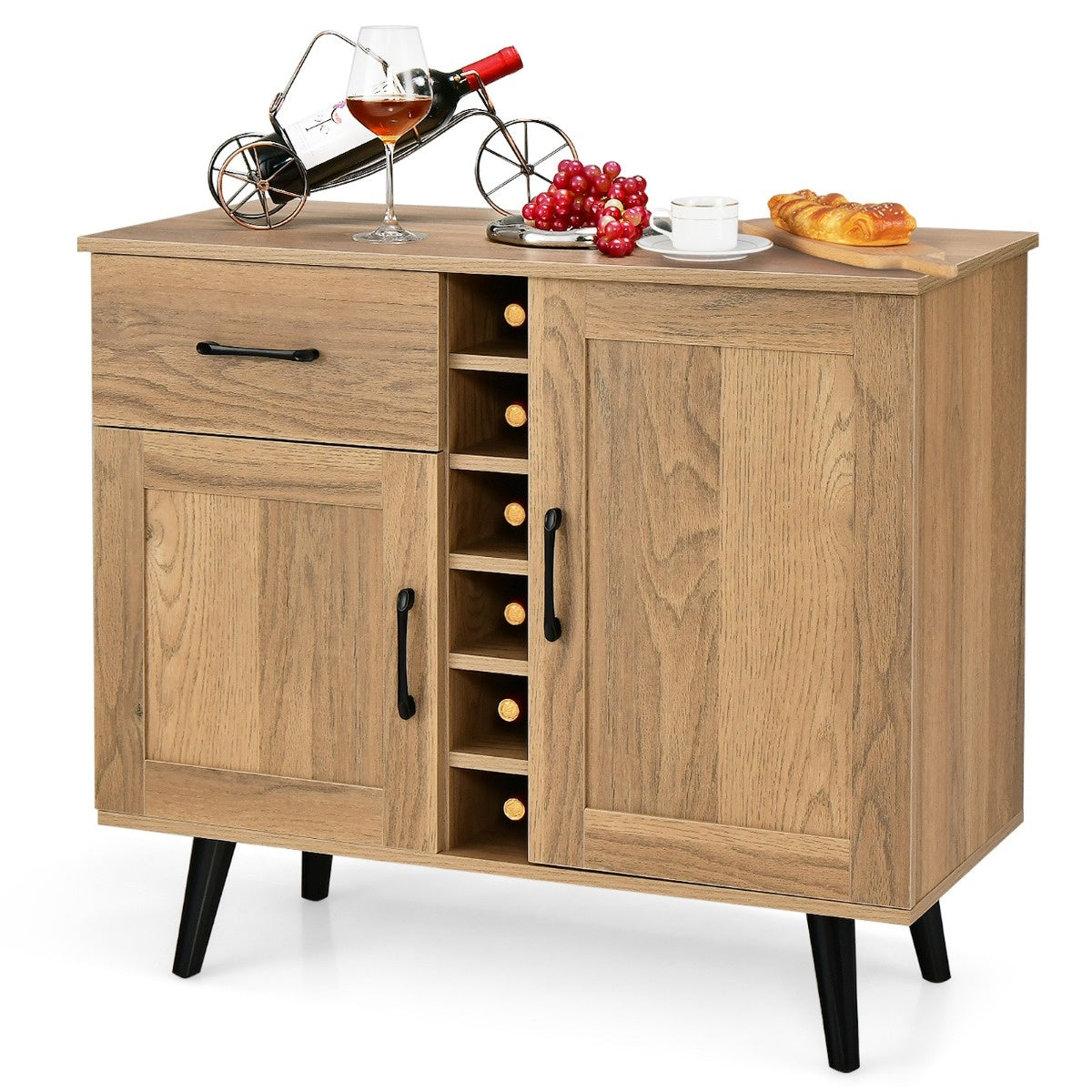 Coast dressoir keukenkast met deuren en laden keukenkaas in het landhuis stijl 90 x 40 x 79 cm natuur