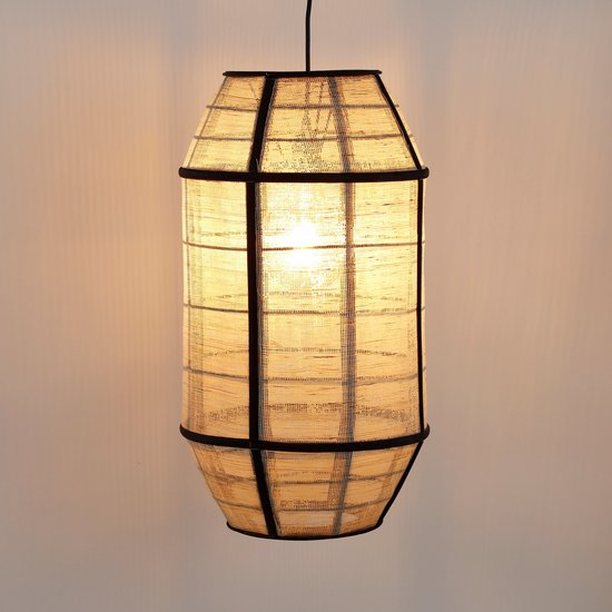 Mica Decorations Pella Hanglamp - H58 x Ø33 cm - Linnen - Off-white
