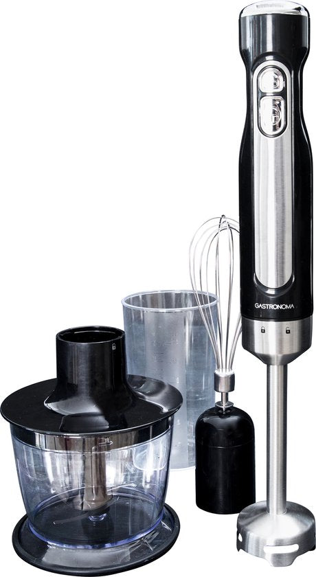 Gastronoma Staafmixer set - Snoerloos en oplaadbaar - 100W - Hakmolen Garde en Maatbeker - 18210002 - Zwart RVS