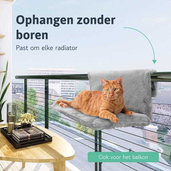 LBB Katten Hangmat voor Radiator - Mand en bed - kat - Radiatorhangmat - Grijs