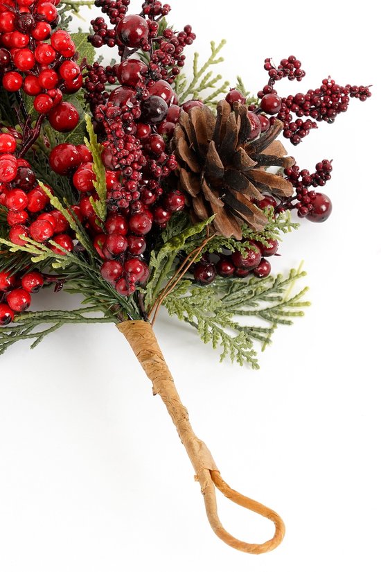 Mica Decorations Randell Druppelvormige Kerstslinger - L110 x B18 x H10 cm - Rood