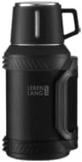 LEBENLANG - Thermosfles 2,5L – Grote RVS Isoleerfles met Beker, Theezeef & Draagriem - Tot 24 uur warm of koud - Lekvrije Thermoskan voor Koffie, Thee & Outdoor