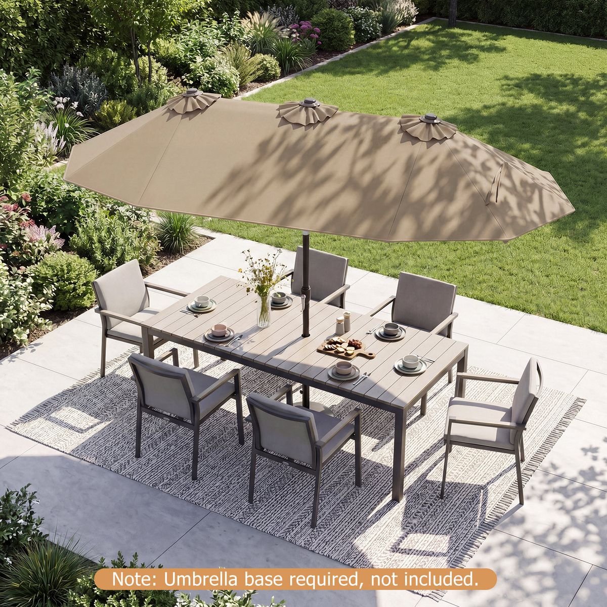Coast Dubbele Parasol - rechthoekig - met handkruk en kantelfunctie - bruin 300 x 160 cm