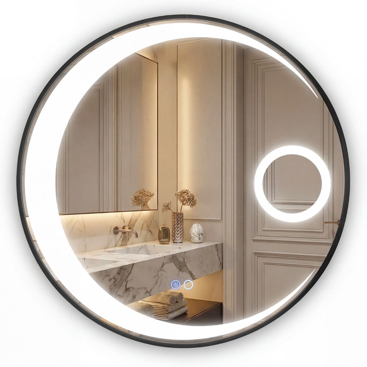 Coast Ronde Badkamerspiegel - LED-verlichting - Anti-condens - 61 cm Zwart