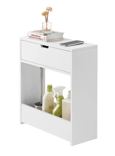 SoBuy Toiletkast met toiletrolhouder - 60x20x55 cm - Max. 20KG - Wit