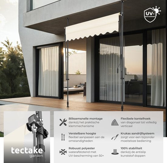 tectake Klemluifel - Zonnescherm - 200x180cm - Beige