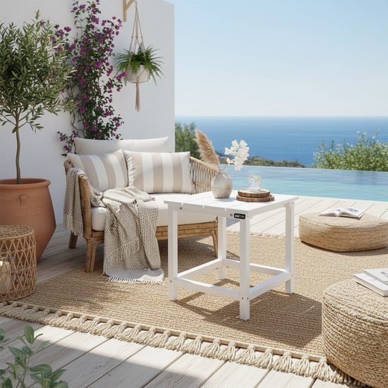 AXI Tess Bijzettafel Wit – Houten tuintafeltje – Vierkant – 40,5 x 40,5 x 46 cm – FSC 100% Hemlock hout – Voor tuin, terras en balkon