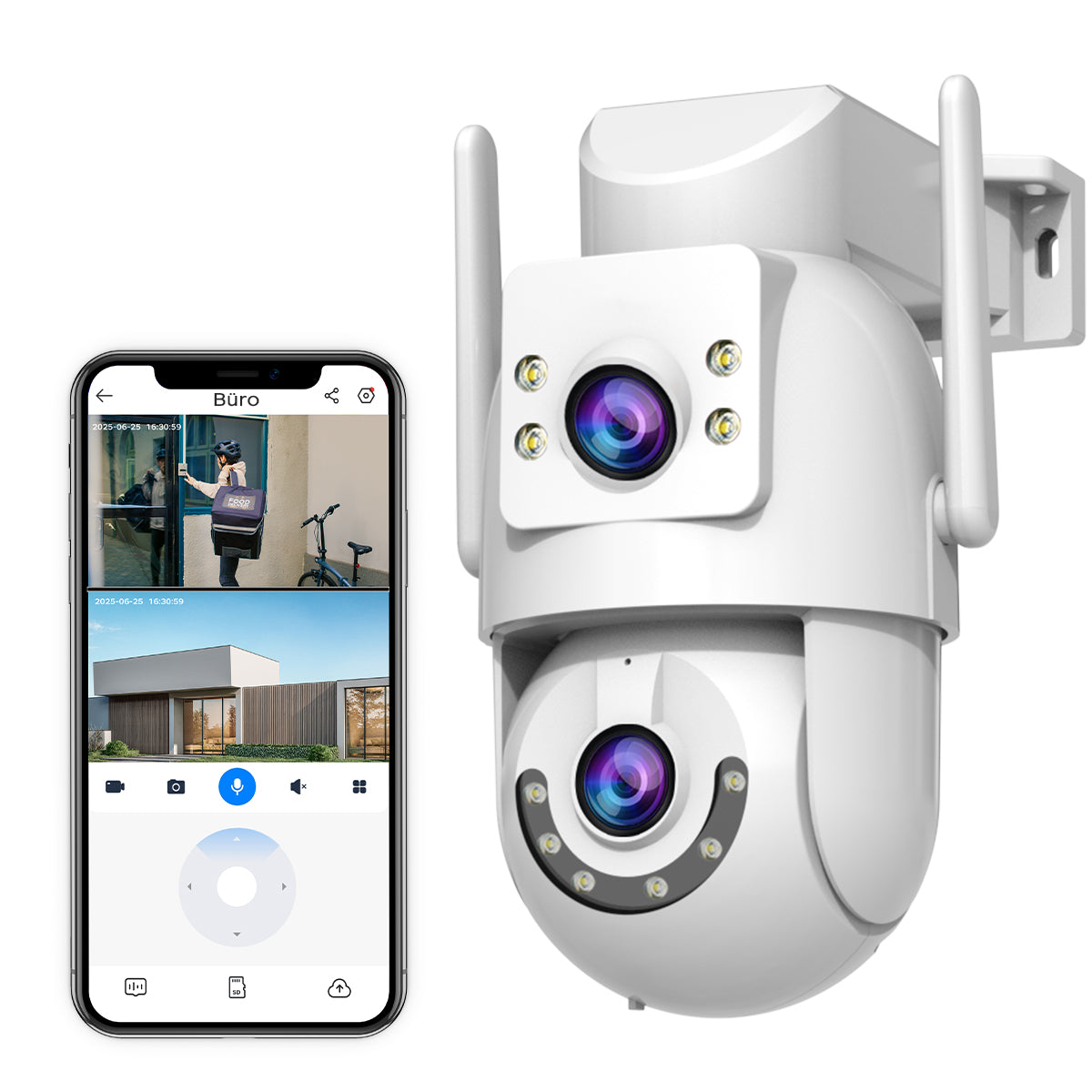 JOOAN beveiligingscamera voor buiten HD 2K - dubbele lens - dual-band wifi 5 GHz 2,4 GHz