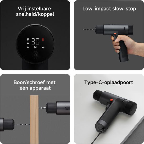 Xiaomi 12V Max Brushless Cordless Drill | 12V Accuboormachine | 30 Nm | 1400 rpm | 30 Koppelstanden | Smart Display | USB-C
