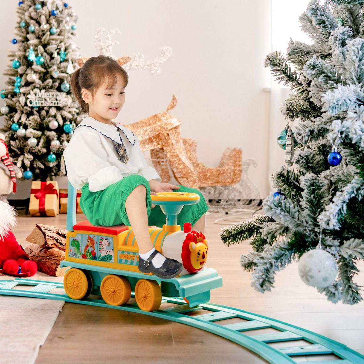 Coast 6V Electric Children's Train om op te staan ??met 16 stukjes rails voor kinderen vanaf 3 jaar