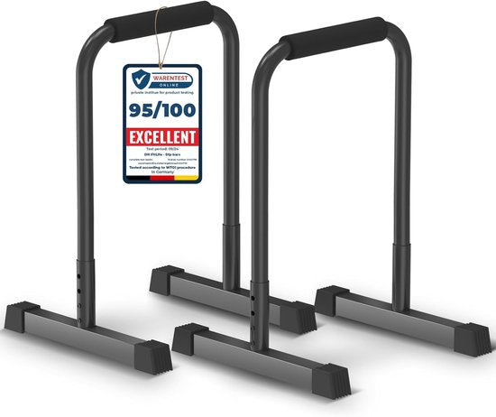 DH FitLife Dip Bars | Dip Stang & Verstelbaar Dip-Station 80-90 cm | Parallettes voor Calisthenics en Krachttraining | Stabiel en Veilig | Indoor en Outdoor Fitnessapparatuur
