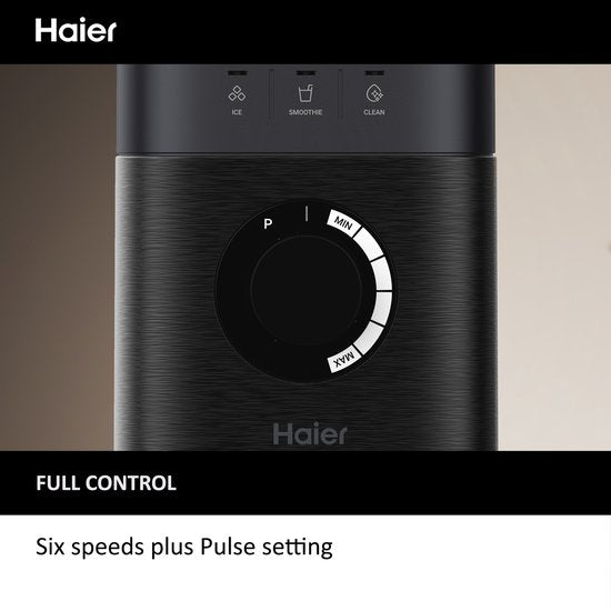 Haier Blender - 6 standen - Easy Clean - Glazen kan - IJs-crusher - 2L - 1200 W - Zwart - HBL5B2 011