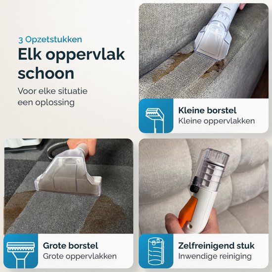 Joyware® Vlekkenreiniger 750Watt - Tapijtreiniger - Bank Reiniger - Zetelreiniger - Meubelreiniger - Reinigingsmachine - Met 3 Opzetstukken - Krachtig en Draagbaar