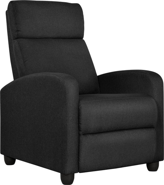 Yaheetech Relaxfauteuil met ligfunctie - Tv-stoel - Linnenlook - Zwart - 67 x 85 x 99,5 cm