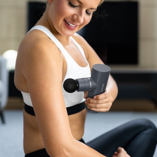 Auronic Massage Gun - Massage Apparaat - Professioneel - 4 Opzetstukken en Koffer - Massage Pistool - Hele Lichaam - Grijs