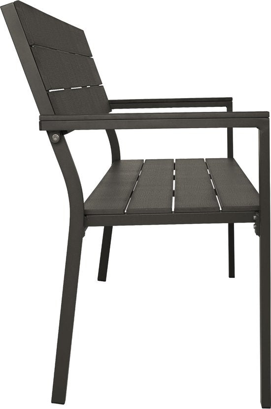 tectake® - Tuinbank - 2-zitsbank met aluminium frame en Hi-Impact latten - Geschikt voor terras, park, balkon, tuinmeubelen en huis - Duurzaam, weerbestendig, eenvoudig te monteren - Max. 250kg - donkergrijs