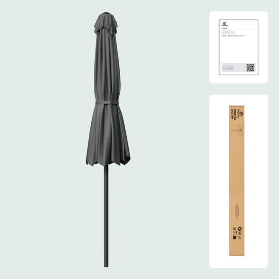 LifeGoods Parasol - Tuin - 210x140cm - 30° Kantelbaar - Waterdicht - UPF50+ - Donkergrijs