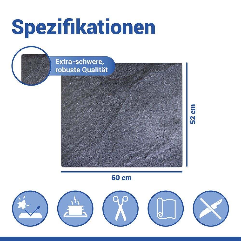 WENKO Afdekmat Kookplaat Leisteenlook - 60 x 52 cm - Hittebestendig PVC