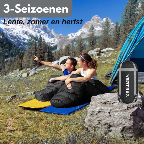 Vertrex Peak Comfort Mummy Slaapzak Extra Warm - Slaapzakken Volwassenen - Kamperen - Zwart