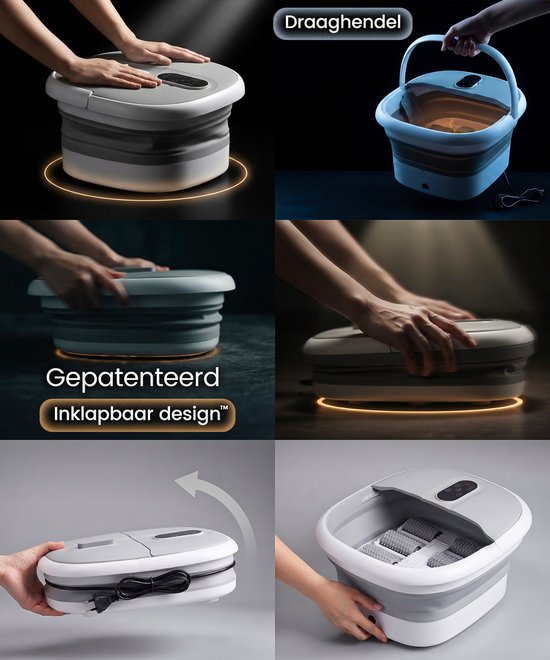 ProTrue® Voetenbad met Massage - Inklapbaar Elektrisch Voetbad met Massage Rollers - Voetmassage Apparaat met Bubbelfunctie & Verwarming tot 46°C