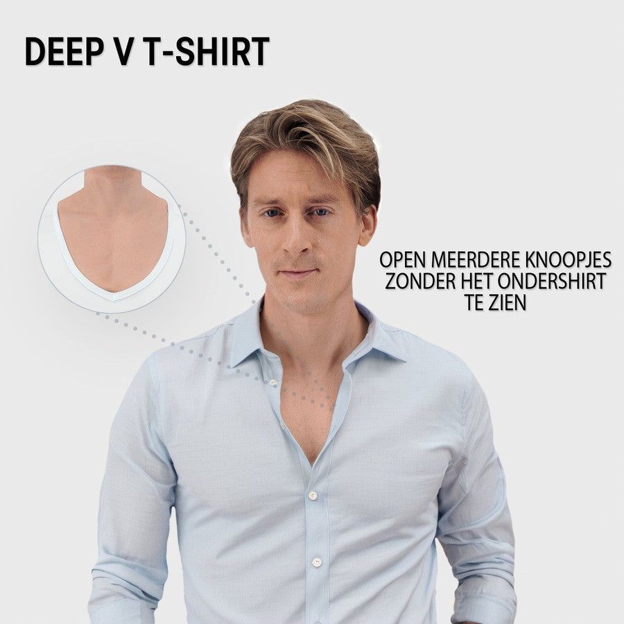 Fibershirts Anti Zweet Shirt Diepe V-hals - Wit - M - Heren