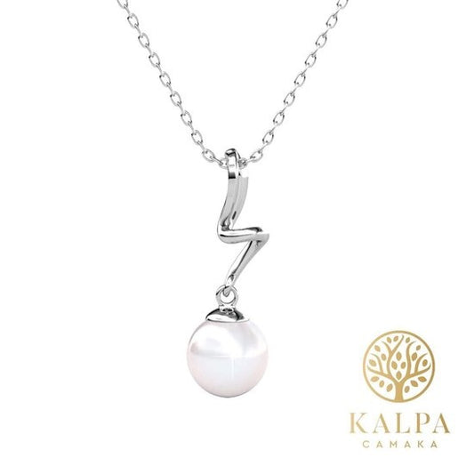 Yolora Dames ketting met Hanger - Parel en Kalpa Camaka Kristallen - Zilverkleurig - 18K Witgoud Verguld - Vrouwen Collier Zilver - Sieraden - Luxe Giftbox - Geschenkdoos - Cadeau doos - Exclusieve Geschenkverpakking - Mooie Cadeauverpakking