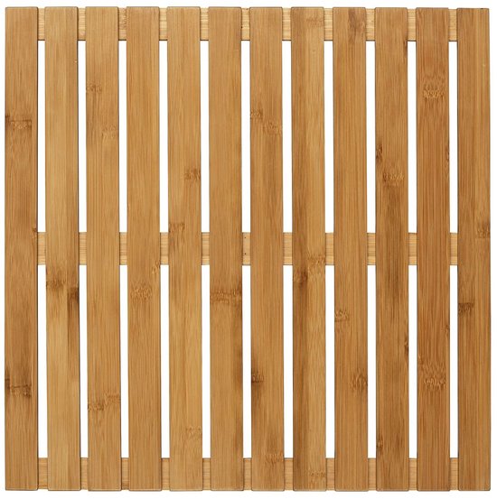 WENKO Douchevlonder 50x50cm bamboe - FSC hout - Badmat Indoor & Outdoor - Douchemat