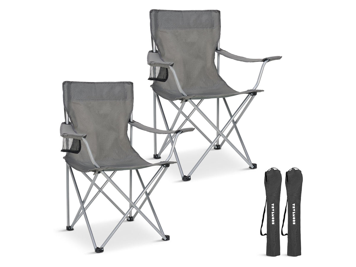 Trvlmore Campingstoelen Basic Set van 2 - Zwart - 2,2 kg per stoel - Draagvermogen 120 kg