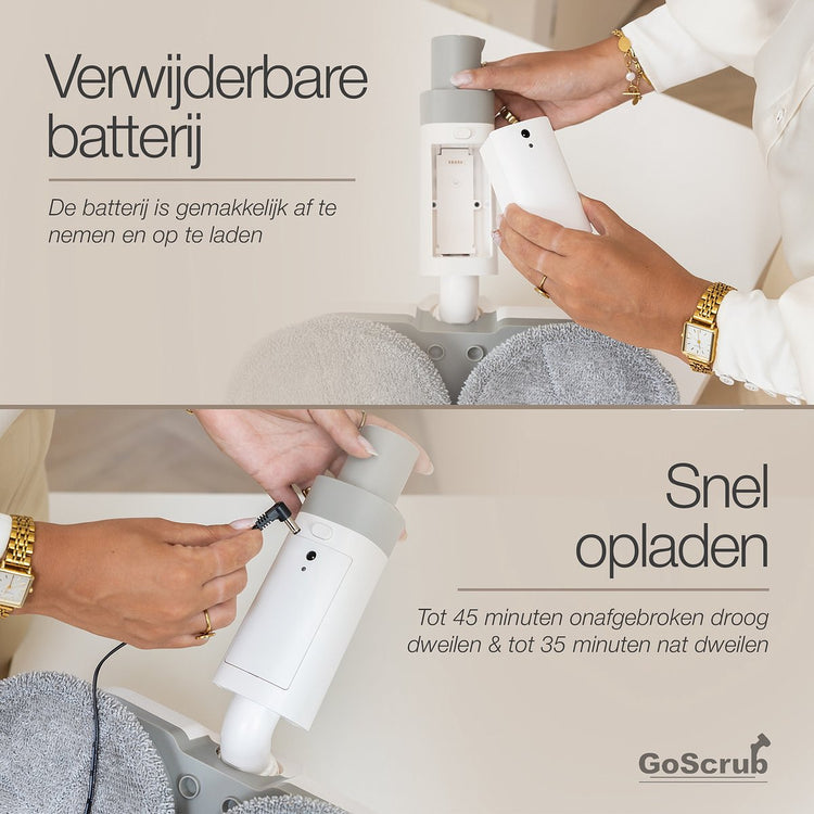GoScrub® Draadloze Elektrische Dweil - Vloerreiniger voor Harde en Houten Vloeren - Stille en Wendbare Mop - Efficiënt Dweilsysteem met Oplaadbare Accu