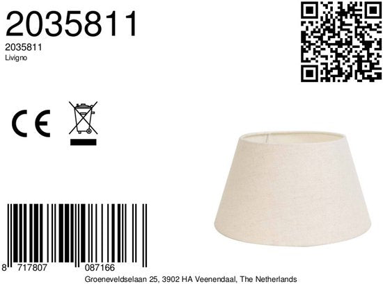 Light & Living Livigno Drum Lampenkap - Eiwit - 35-25-19cm