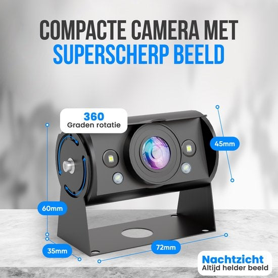 Strex Achteruitrijcamera Set Bedraad Met 2 Camera's (tegelijk bekijken) - HD 1080P - 7" Scherm - 18LED Nachtzicht 15m - IP69 Waterdicht - Achteruitrij Camera