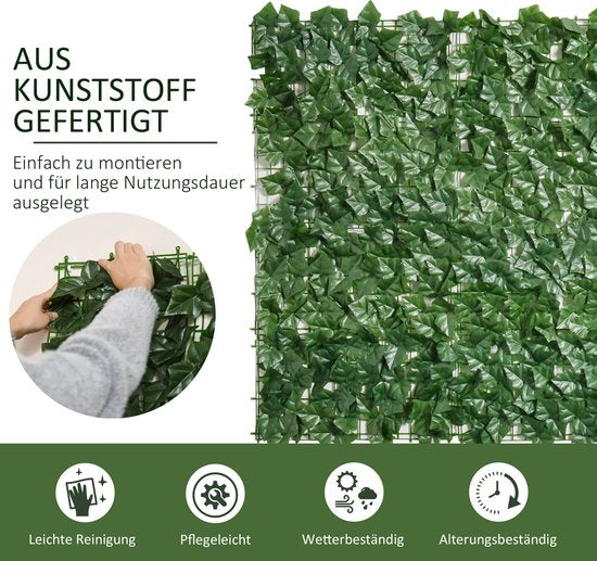 Outsunny kunsthaag - wasbaar - UV- en weerbestendig - donkergroen