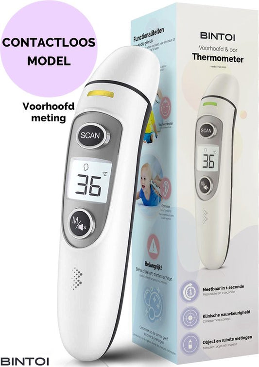 Bintoi® Thermometer voorhoofd - Temperatuurmeter - Koortsthermometer voor volwassenen en baby's - Infrarood thermometer lichaam - Digitale voorhoofd thermometer