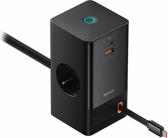 Baseus GaN 65W Fast Charge Laadstation met AC/USB-C/USB-A Zwart