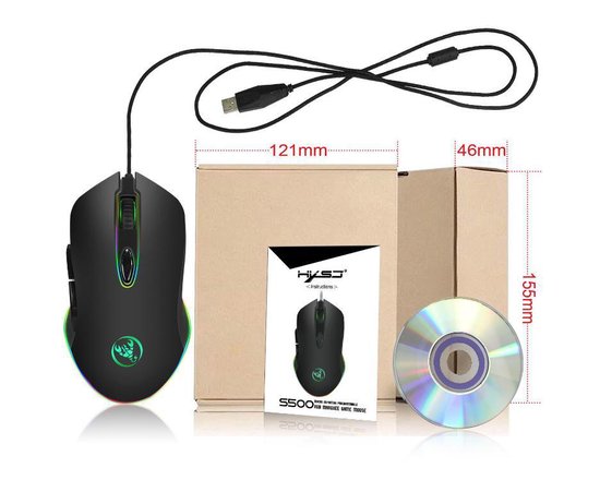 HXSJ S500 Ergonomisch  Gaming Muis RGB - Office mouse - 4800dpi