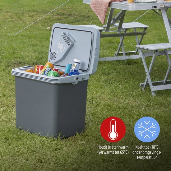 Tristar Koelbox KB-7424 - Coolbox 22 liter - Lichtgewicht met handvat - Thermo-elektrisch koelsysteem - Met 12V stekker voor onderweg en in auto - Om te vormen naar 230V netstroom stekker - Grijs