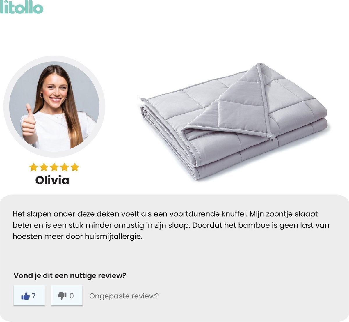 Litollo Verzwaringsdeken Kind 4,5 kg Met Dierpatroon buitenhoes - Duurzaam Bamboe Materiaal - Grijs - 100x150cm