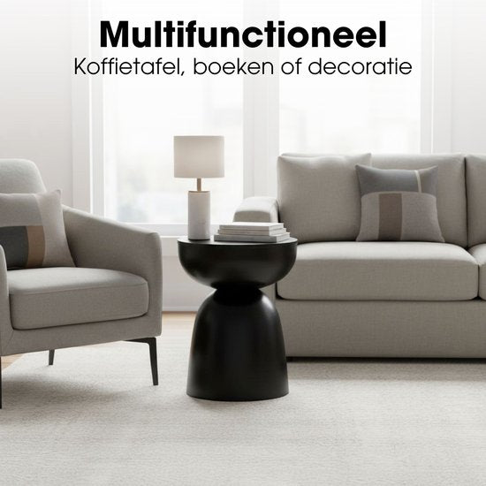 Mica Decorations Elliot Bijzettafel - Bijzettafel Rond H45 x Ø32 cm - Bijzettafeltje voor Woonkamer of Slaapkamer - Ideaal als Plantentafeltje - IJzer met Poedercoating - Zwart