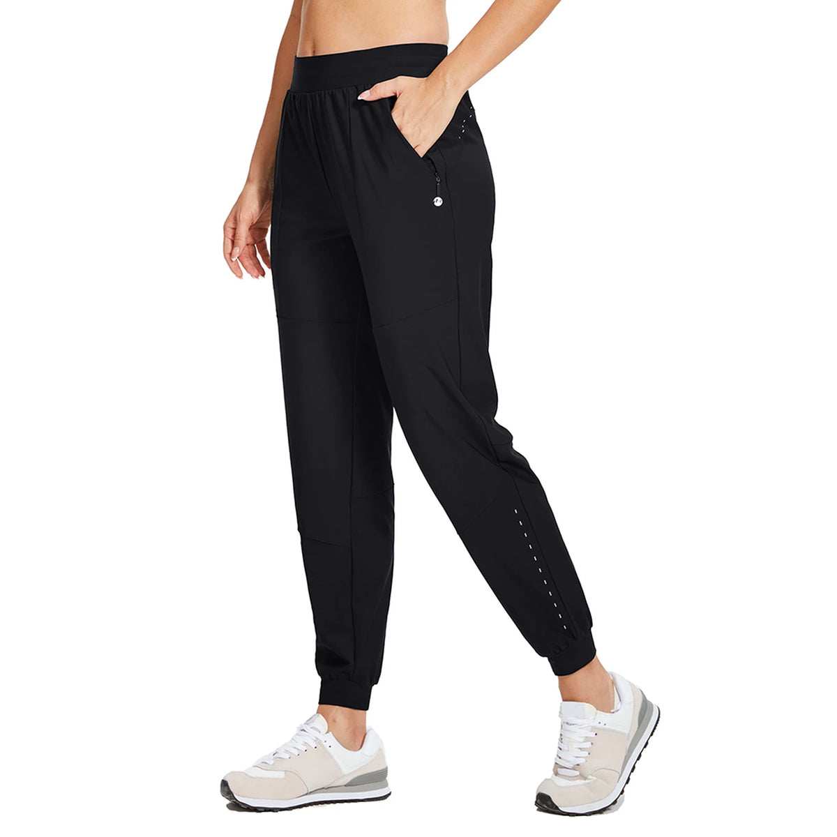 Willit Dames Joggingbroek - Lichtgewicht en Sneldrogend - Met Ritszakken - M - Zwart