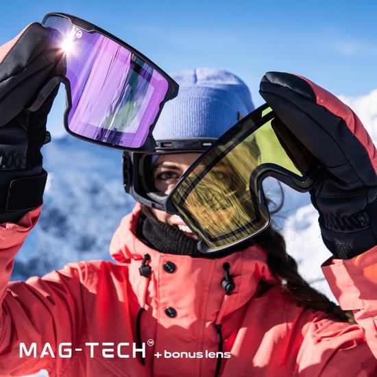 MowMow GRAVITY Skibril + Extra Lens – Magnetisch – Bio-Frame - R-Strap - UV400 - Unisex