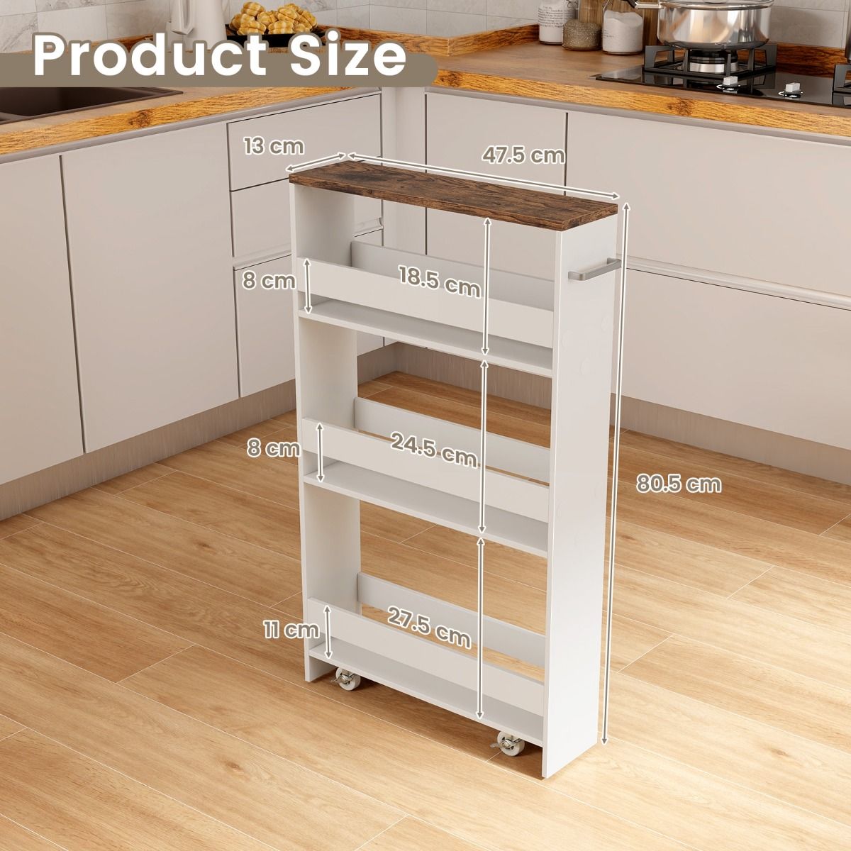 Coast Kruidenrek verrijdbaar - 4-Laags - Smal - 48 x 13 x 81 cm - Wit