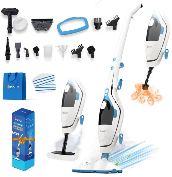 BOLLIT 16 in 1 Stoomreiniger 1500W - Handstomer - Tapijtreiniger - Vlekkenreiniger- Stoomreinigers - Handstoomreiniger - Vloerreiniger - Stoommop - Stoomdweil - Vloer, Bank, Badkamer, en Tapijt Reinigen