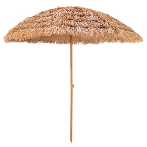 coast Hawaiiaanse Stijl Stroparasol Ø205 cm – Natuurlijk Design met 8 Metalen Ribben